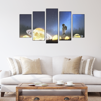 Astronaut and Space Canvas Wall Painting- With 5 Frames