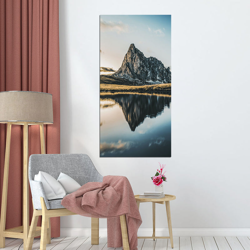 Mountain Reflect Water Print On Canvas Wall Painting