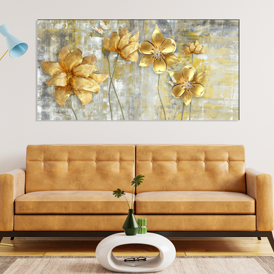 Golden Flower Canvas Wall Painting