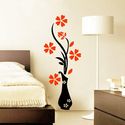Multicolour Flower Pot Wall Sticker And Wall Decal