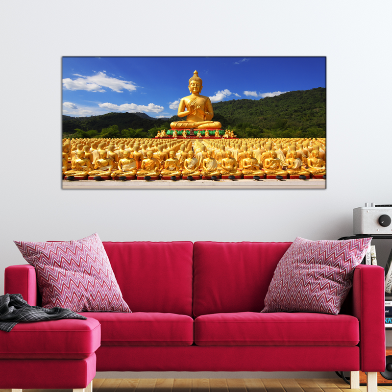 Golden Buddha With Nature Canvas Wall Painting