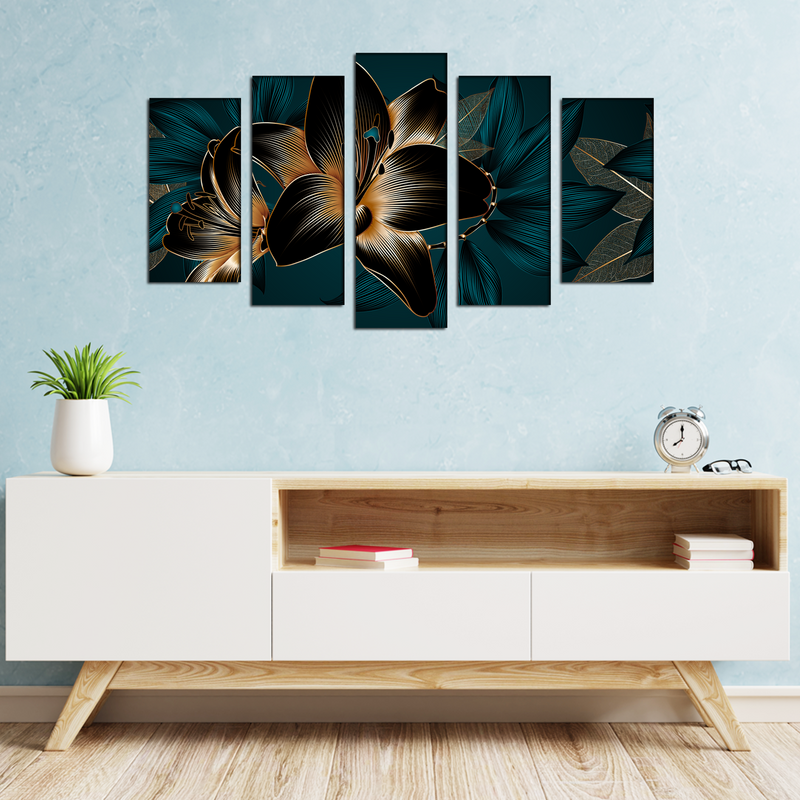 Lillie Line Art Canvas Wall Painting- With 5 Frames