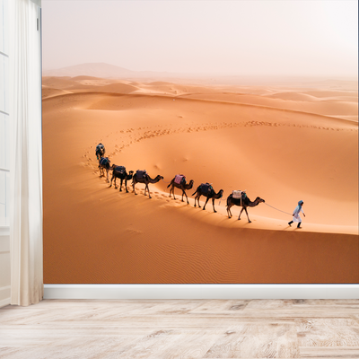 Camel Desert Canvas Digitally Printed Wallpaper