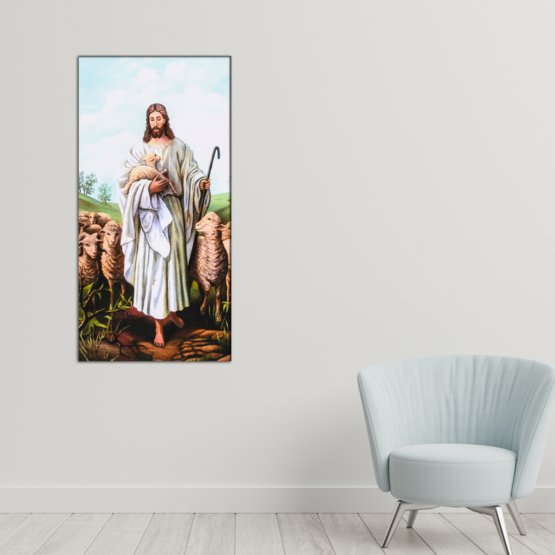 Jesus With Sheep Canvas Wall Painting