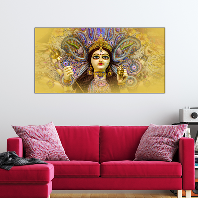 Elegant Durga Maa Face Canvas Wall Painting
