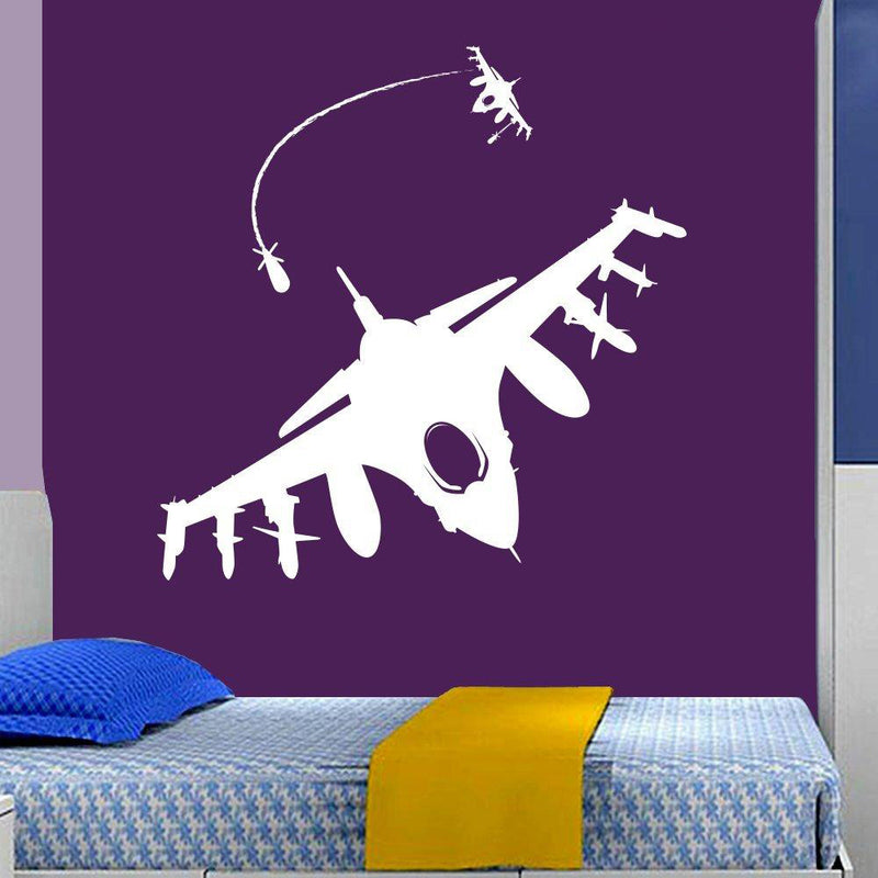 Fighter Plane Wall Sticker White Color
