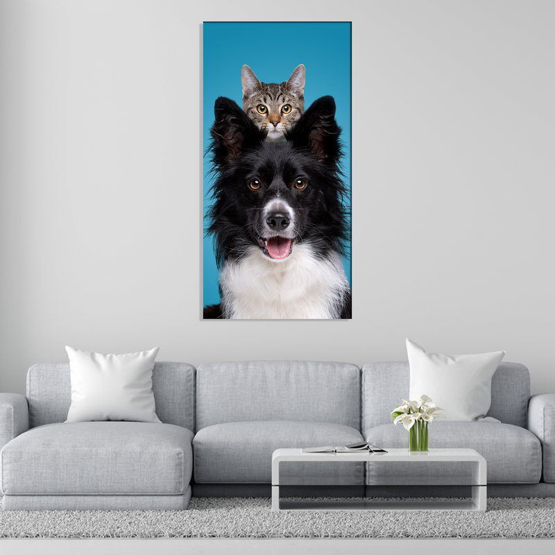 Dog With A Hiding Cat Canvas Wall Painting