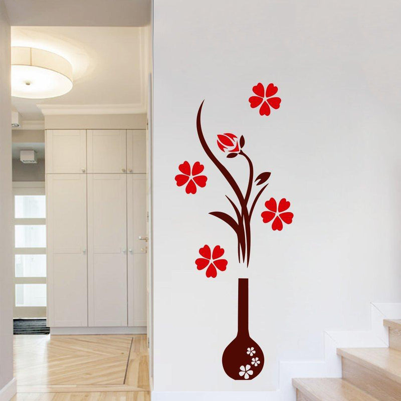 Beautiful Flower Pot Wall Sticker Premium Quality Vinyl