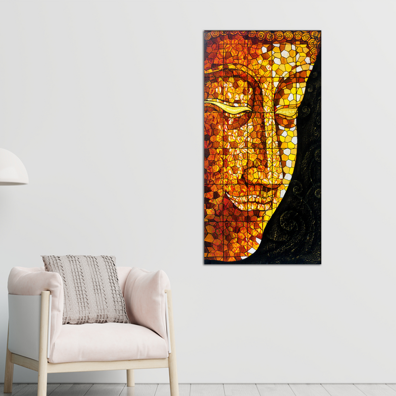 Golden Buddha Face Canvas Wall Painting