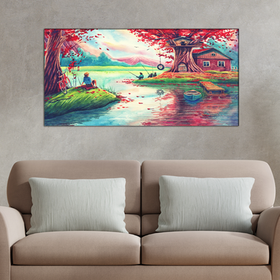 Oil Painting Village Scenery Canvas Wall Painting
