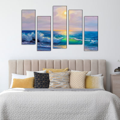Attractive Sea Canvas Panel Wall Painting - With 5 Frames