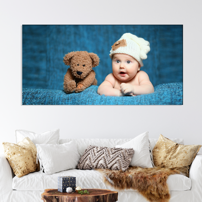Cute Baby With Teddy Canvas Wall Painting
