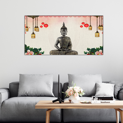 Buddha With Decorative Background Canvas Wall Painting