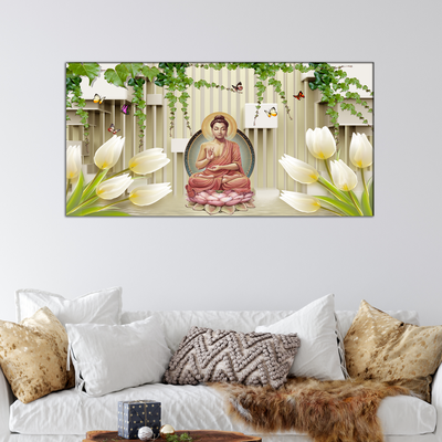 Buddha sitting on lotus Canvas Wall Painting