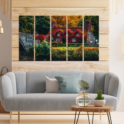 A Beautiful Flower Scenery Canvas Wall Painting - With 5 Panel