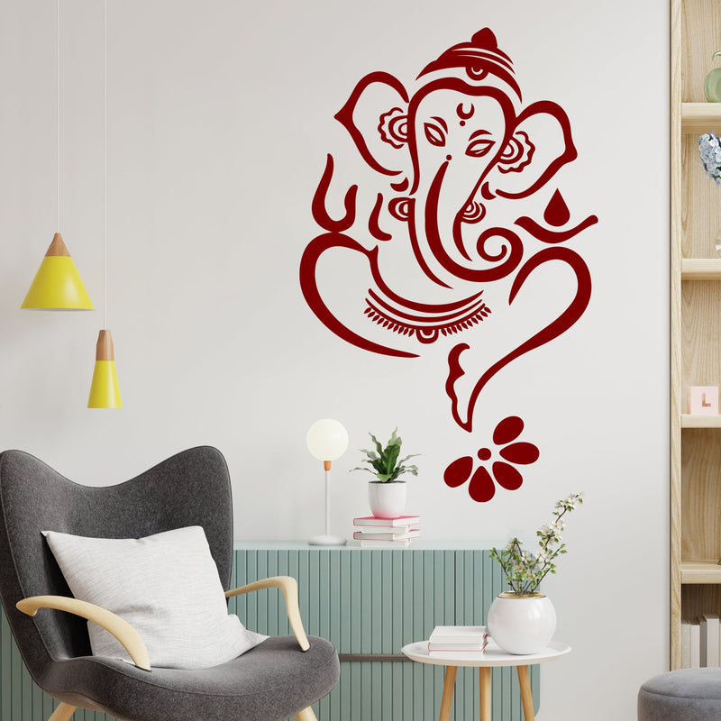 Lord Ganesha Wall Sticker for Home in Brown Color