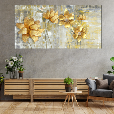 Golden Flower Canvas Wall Painting
