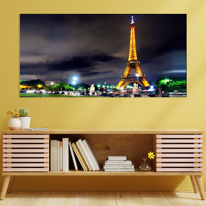 Eiffel Tower Night View Canvas Wall Painting