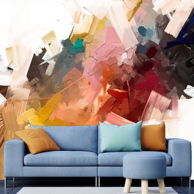 Multi Color Patch Abstract Digitally Printed Wallpaper
