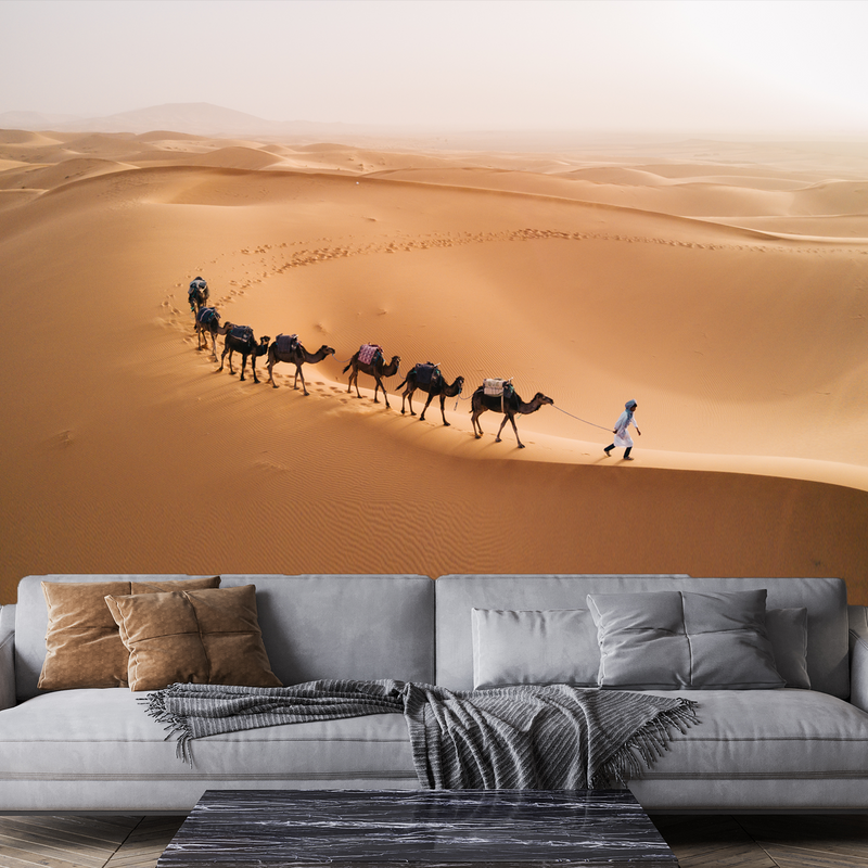 Camel Desert Canvas Digitally Printed Wallpaper