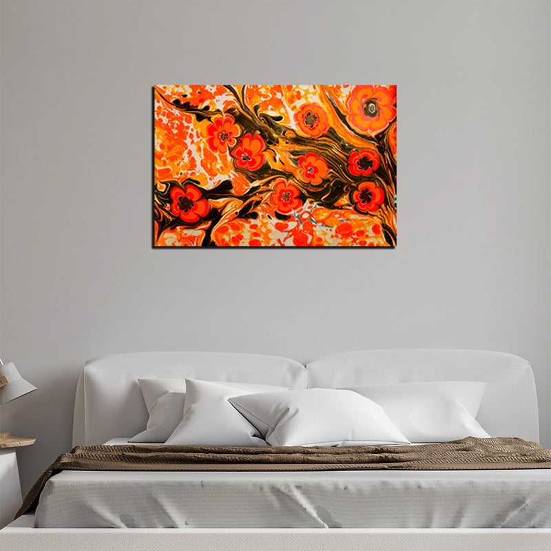 Flower Print On Canvas Wall Painting