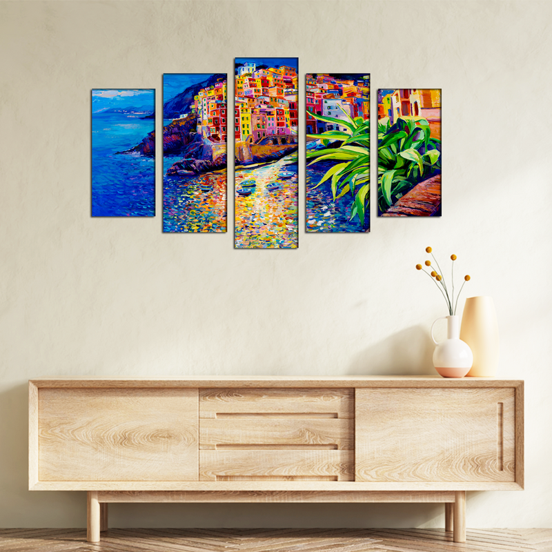 Italian Oil Color Canvas Wall Painting- With 5 Frames