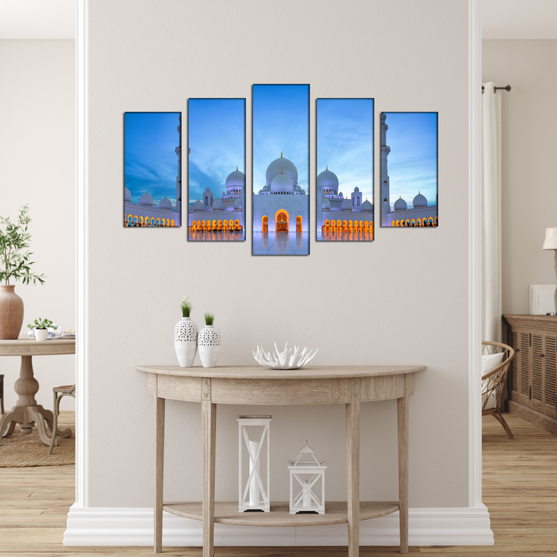 Grand Mosque Center Canvas Wall Painting- With 5 Frames