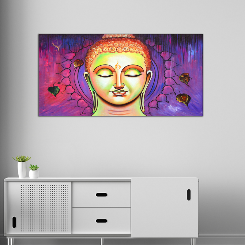 Acrylic Color Portrait Buddha Canvas Wall Painting