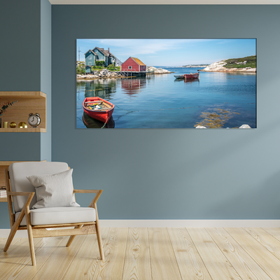 Boats & House Scenery Canvas Wall Painting