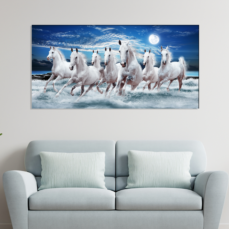 7 horse painting canvas wall paintings | seven horse picture by DecorGlance