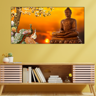 Buddha With Birds Canvas Wall Painting