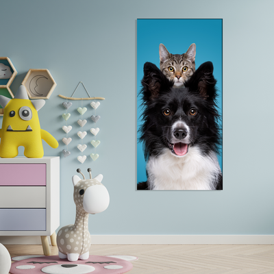 Dog With A Hiding Cat Canvas Wall Painting