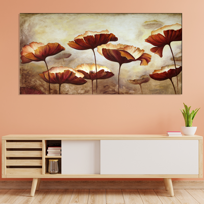 Brown Flower Canvas Wall Painting