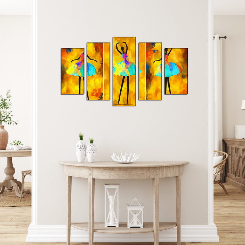 Dancing Doll Painting Canvas Wall Painting- With 5 Frames