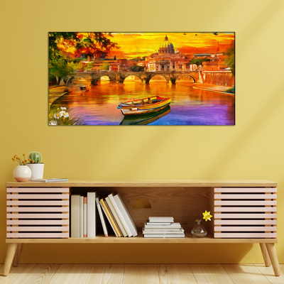 Abstract Lake Scenery Canvas Wall Painting