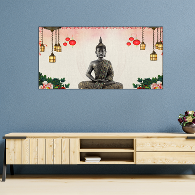 Buddha With Decorative Background Canvas Wall Painting