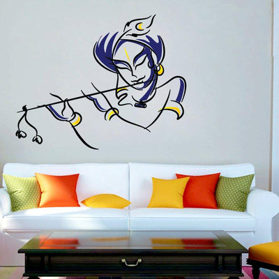 Colourful Krishna Wall Sticker for Living Room/Self Adhesive Vinyl Wall Decal(76 x 60 cm)