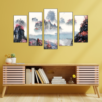 Mountain Canvas Wall Painting- With 5 Frames