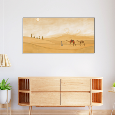 Camel In Desert Canvas Wall Painting