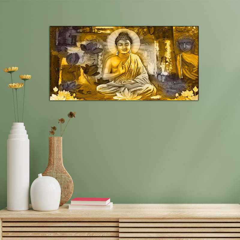 Golden Buddha Abstract Canvas Wall Painting