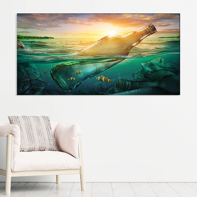 Bottle At During Sunset Canvas Wall Painting