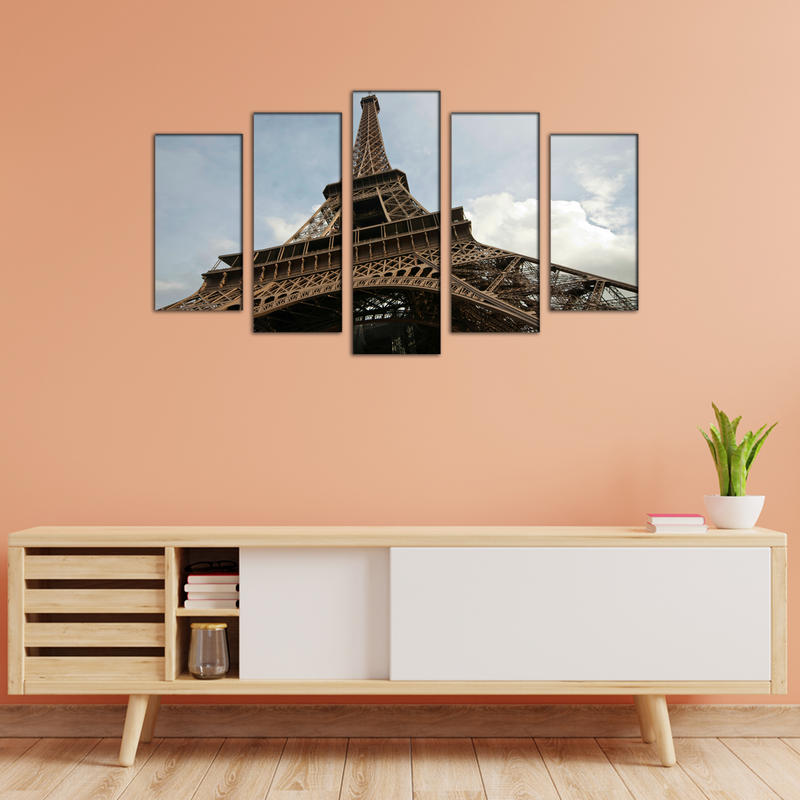 Closeup Shoot Of Eiffel Tower Canvas Wall Painting- With 5 Frames