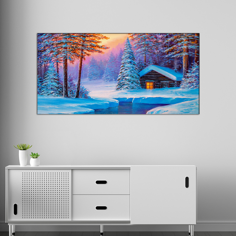 Cold Winter Sunrise Scenery Canvas Wall Painting