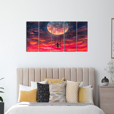 Oil painting fantasy Art Canvas Wall Painting - With 5 Panel