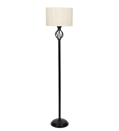 Metal Floor Lamp with Base and Shade, Off White, Pack of 1 Lamp Stand, 1 Base, 1 Weight, 1 Shade , 1 wire connector