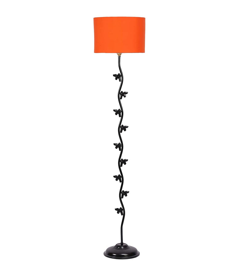Hard Back Cotton Orange Designer Fish Iron Floor Standing Lamp (Orange)