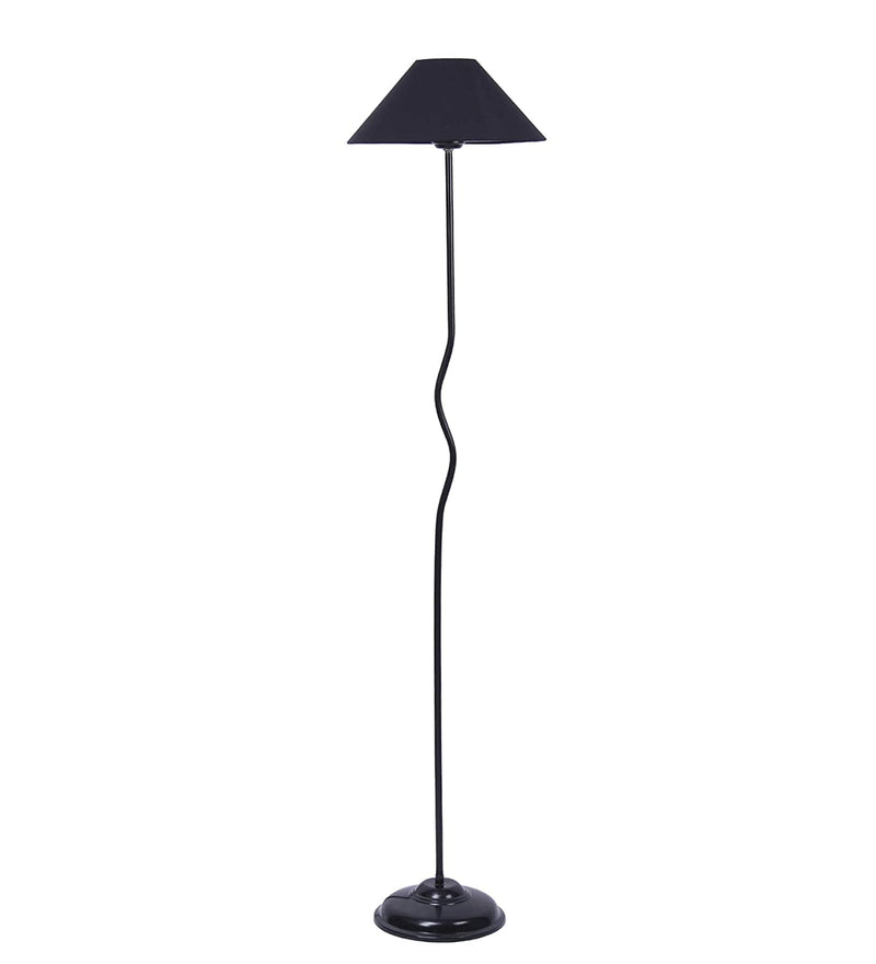Black Cotton Designer Wrought Iron Floor Lamp for Home Decor (13" Black)