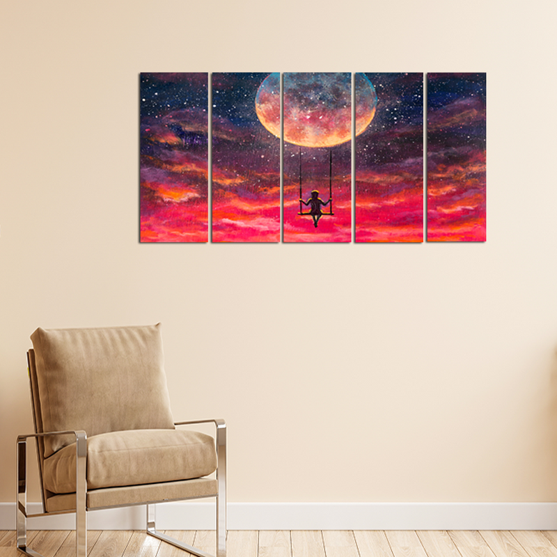 Oil painting fantasy Art Canvas Wall Painting - With 5 Panel
