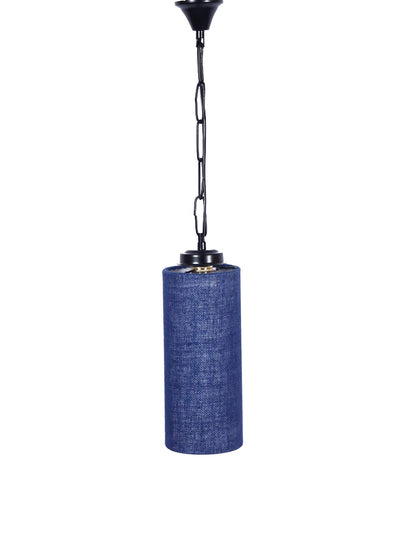 Blue Jute Cylindrical Hanging Lamp