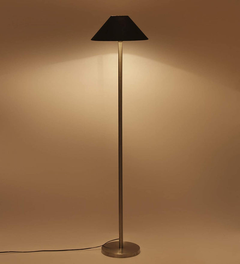 Black Cotton Designer Steel Floor Lamp for Home Decor (13" Black,)